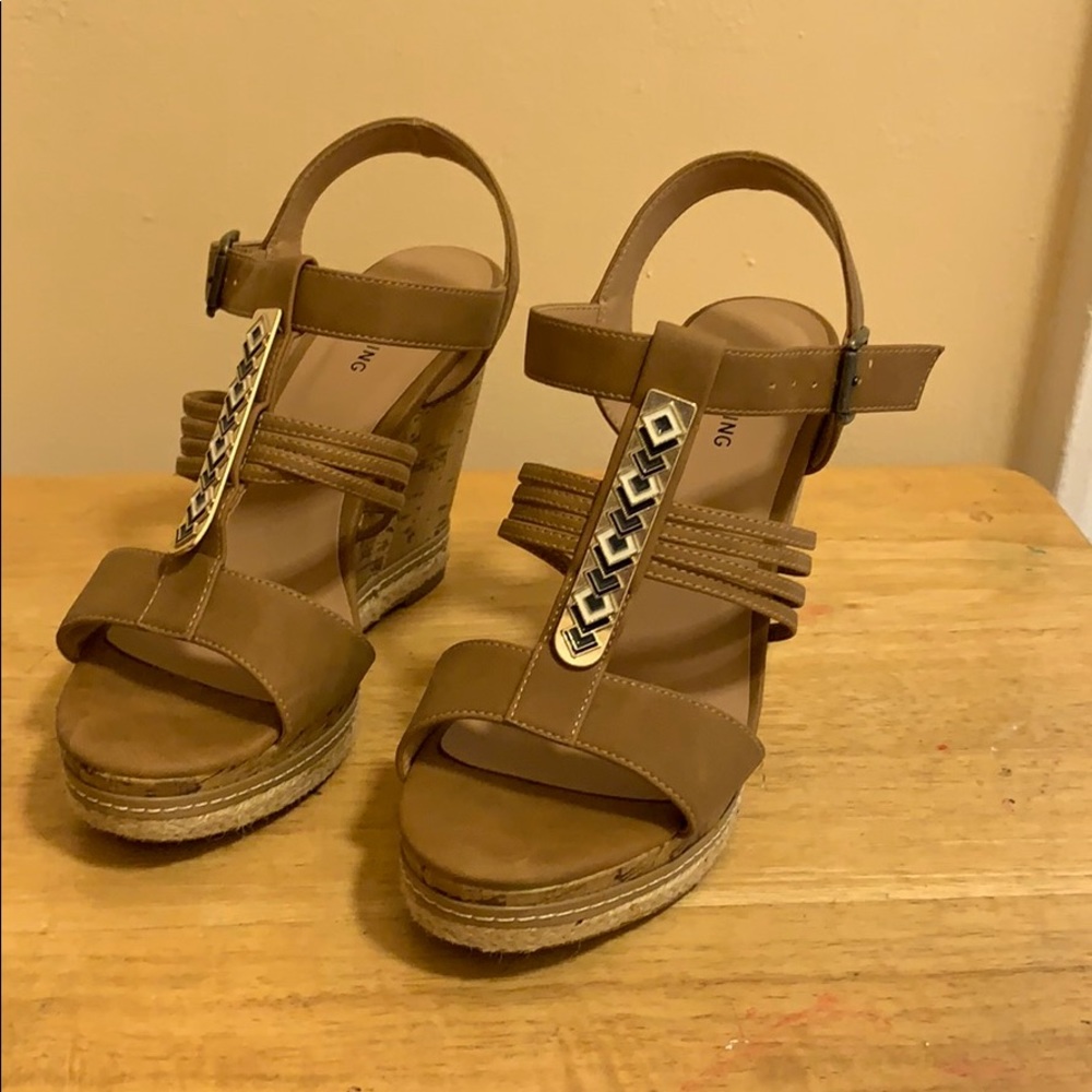 Call it Spring Beige platform wedge